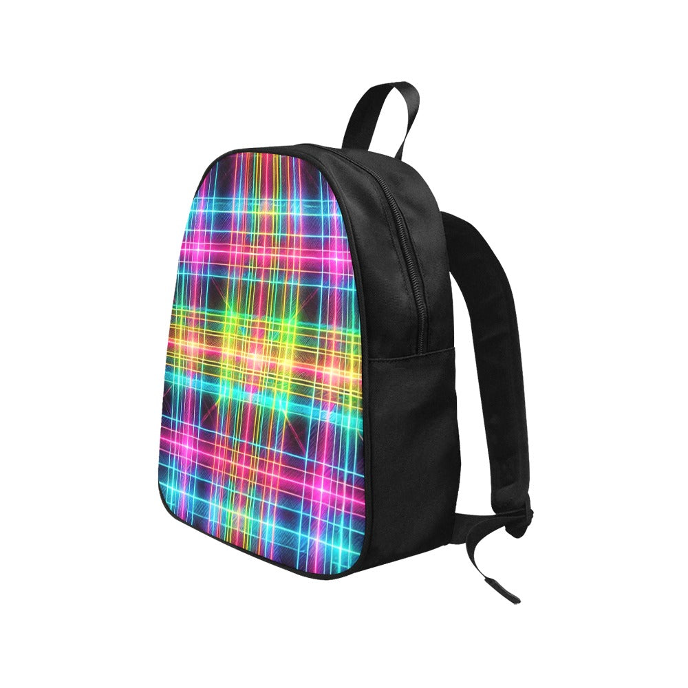 Neon Rainbow Plaid Canvas Backpack