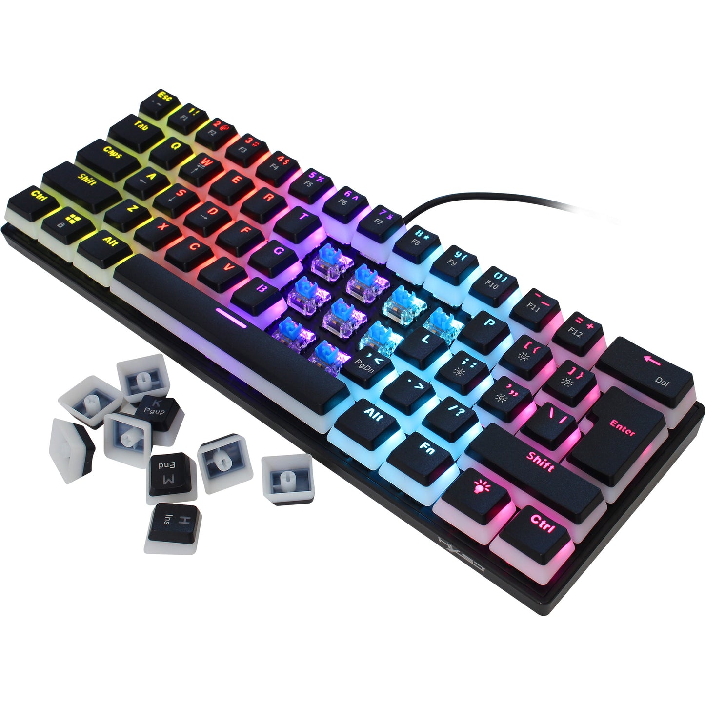 61-Key Wired Mechanical Keyboard with Pudding Keycaps