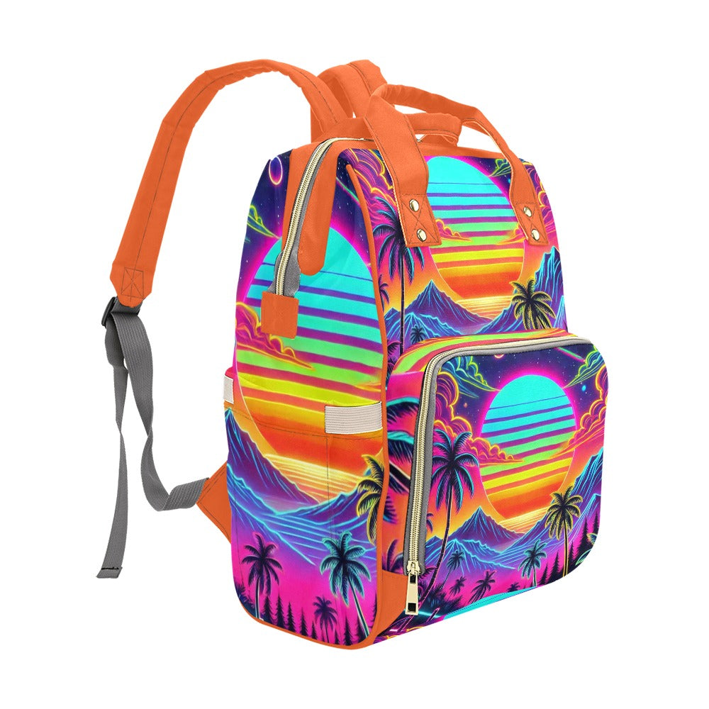 Neon Rainbow Sunset Multi-Function Backpack