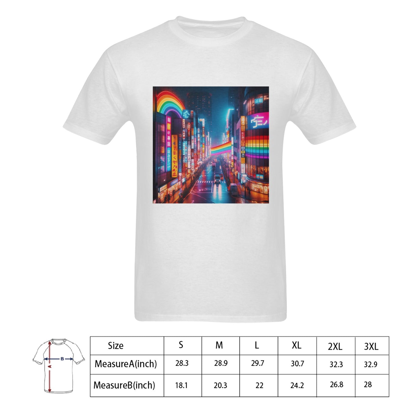 Neon Rainbow Downtown Tokyo Japan Men's T-Shirt