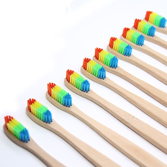 Colorful Rainbow Bamboo Toothbrush - Eco-Friendly Oral Care