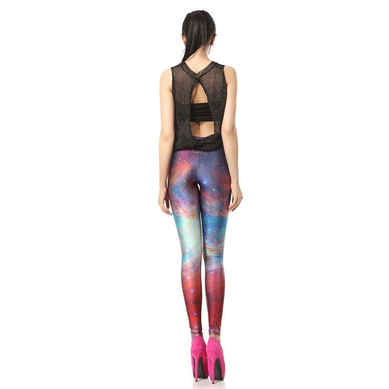 3D Digital High Waist Elastic Slim Galaxy Leggings