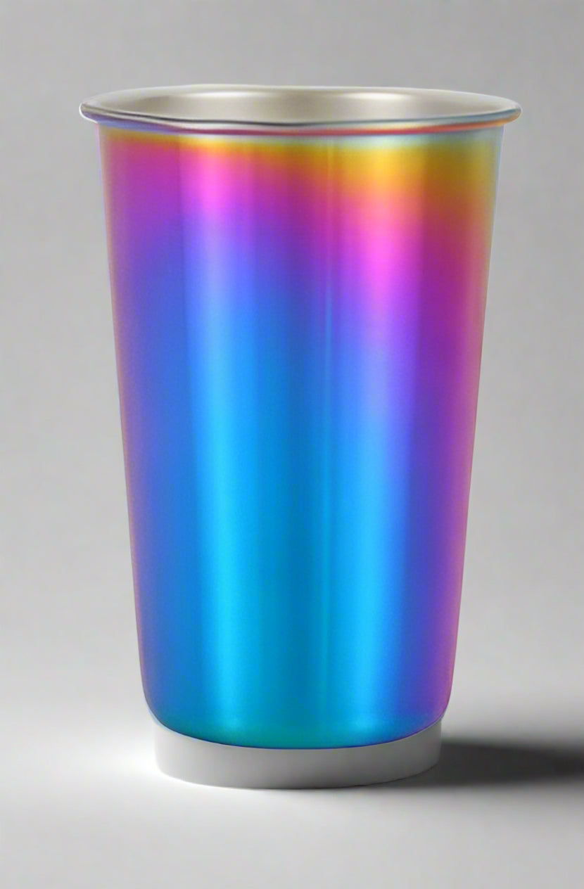 Rainbow 500ml Stainless Steel Coffee Mug with Metal Straw