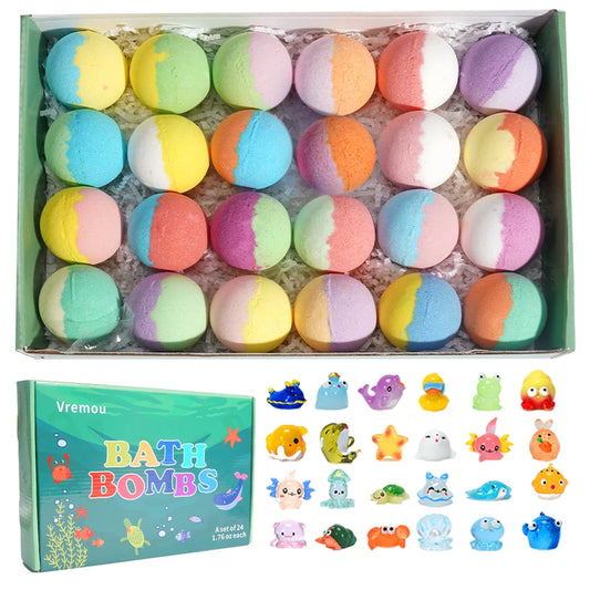 24 Pack Surprise Inside Bath Bombs for Kids