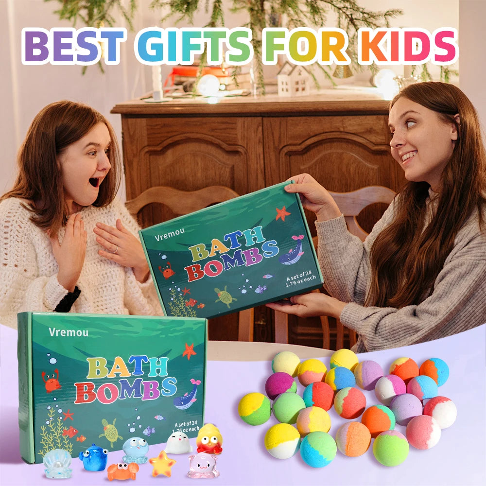 24 Pack Surprise Inside Bath Bombs for Kids