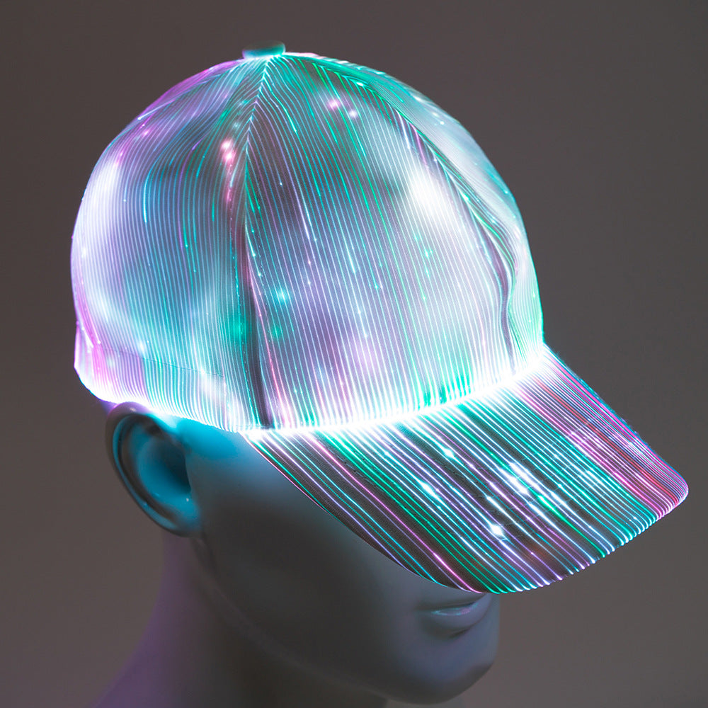 LED Optical Fiber Luminous Baseball Cap - Black & White