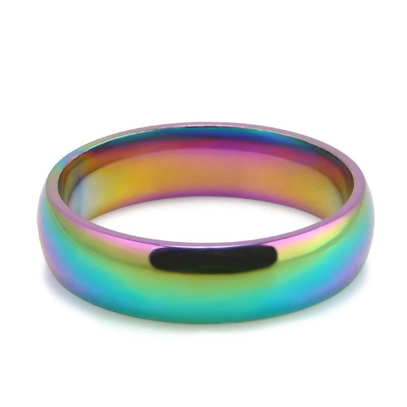 Unisex Rainbow Colorful Titanium Steel Ring