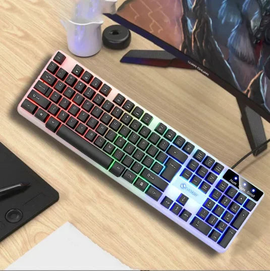 Floating Rainbow Backlight Wired Keyboard Mouse Set