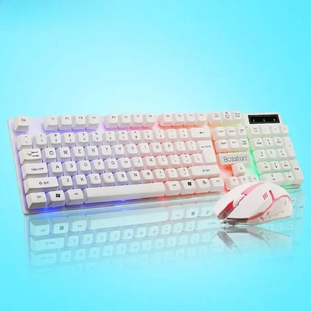 Floating Rainbow Backlight Wired Keyboard Mouse Set