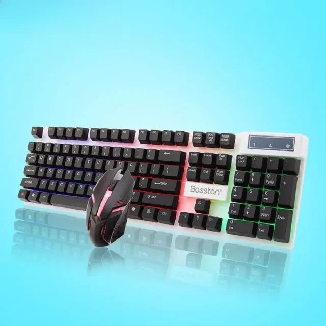 Floating Rainbow Backlight Wired Keyboard Mouse Set