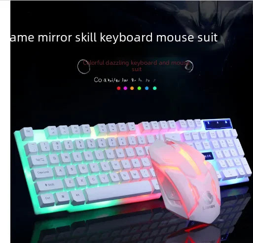 Floating Rainbow Backlight Wired Keyboard Mouse Set