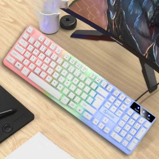 Floating Rainbow Backlight Wired Keyboard Mouse Set