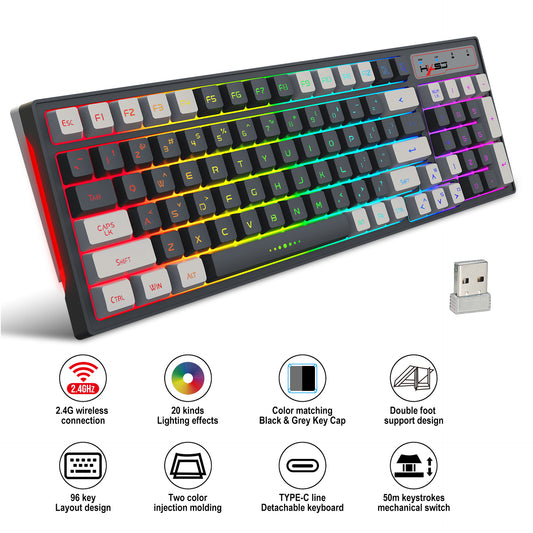 RGB Wireless Gaming Keyboard with Two-Color Keycaps