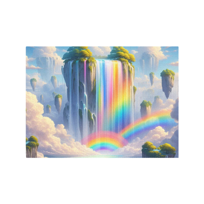 Custom Neon Rainbow Waterfall 500-Piece Wooden Puzzle