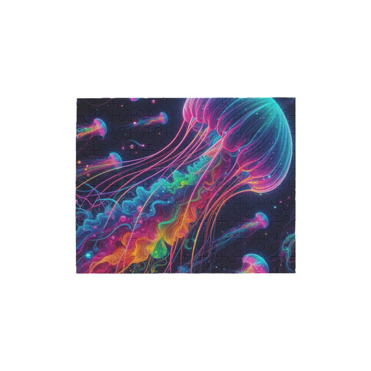 Neon Rainbow Jellyfish 120-Piece Wooden Puzzle