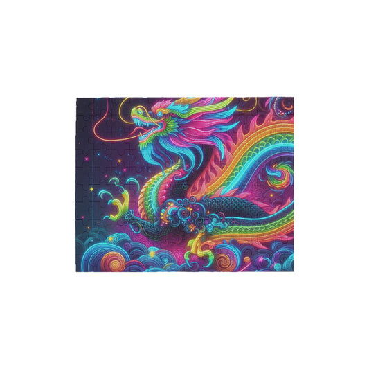 Neon Rainbow Dragon 120-Piece Wooden Puzzle