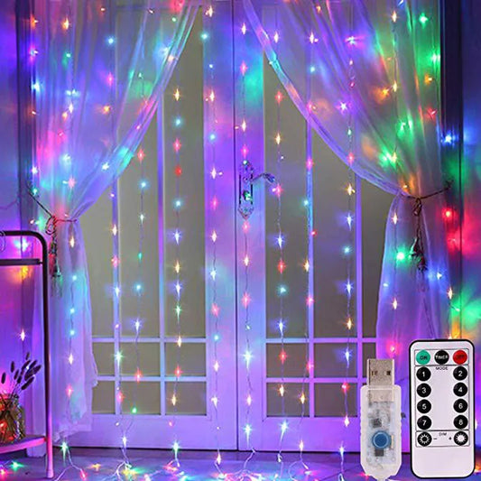 3M LED Curtain String Lights with Remote Control