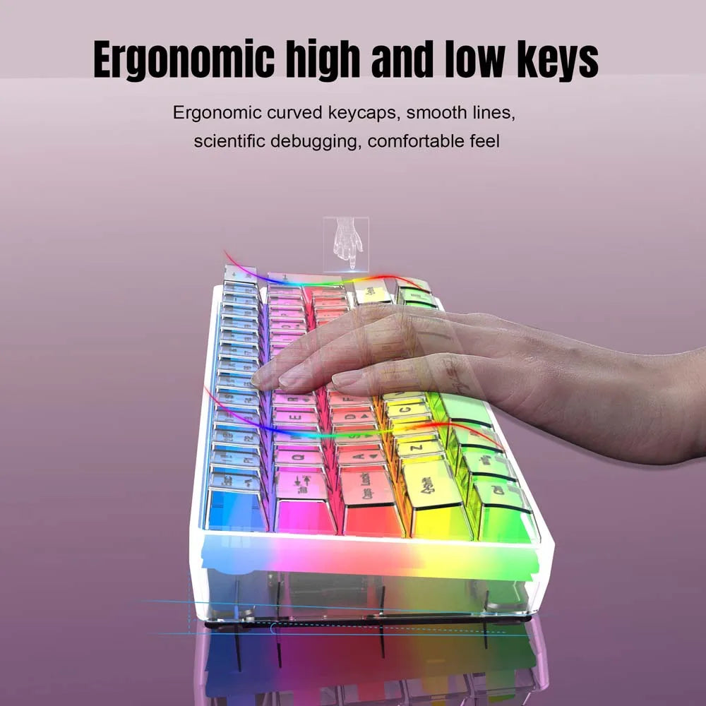 Transparent RGB Mechanical Gaming Keyboard - 61 Keys