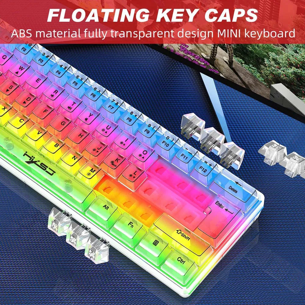 Transparent RGB Mechanical Gaming Keyboard - 61 Keys