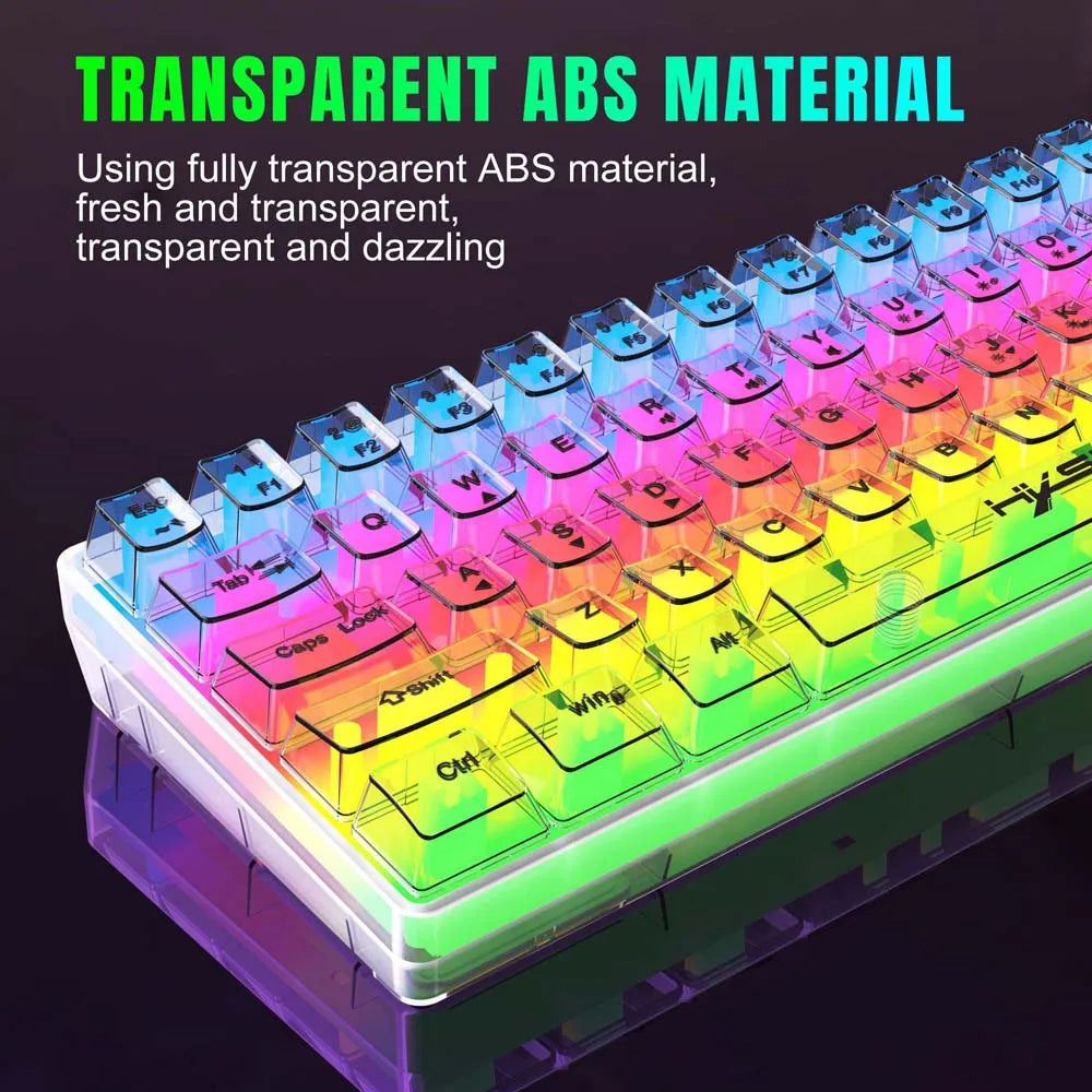 Transparent RGB Mechanical Gaming Keyboard - 61 Keys