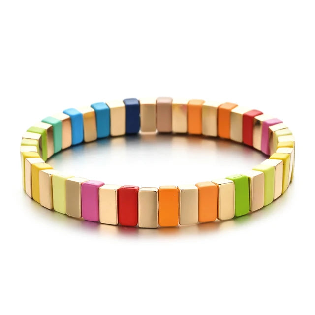 Handmade Women’s Rainbow Enamel Bracelet - Stackable Jewelry