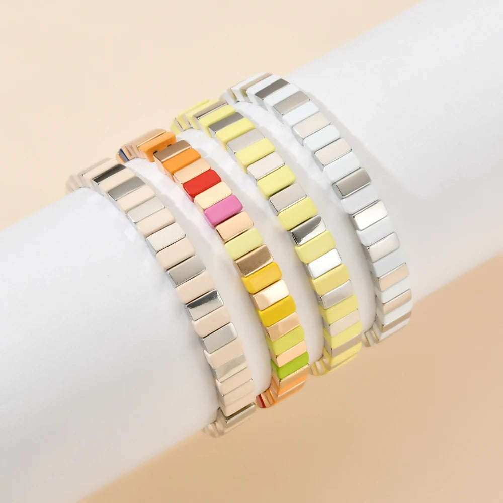 Handmade Women’s Rainbow Enamel Bracelet - Stackable Jewelry