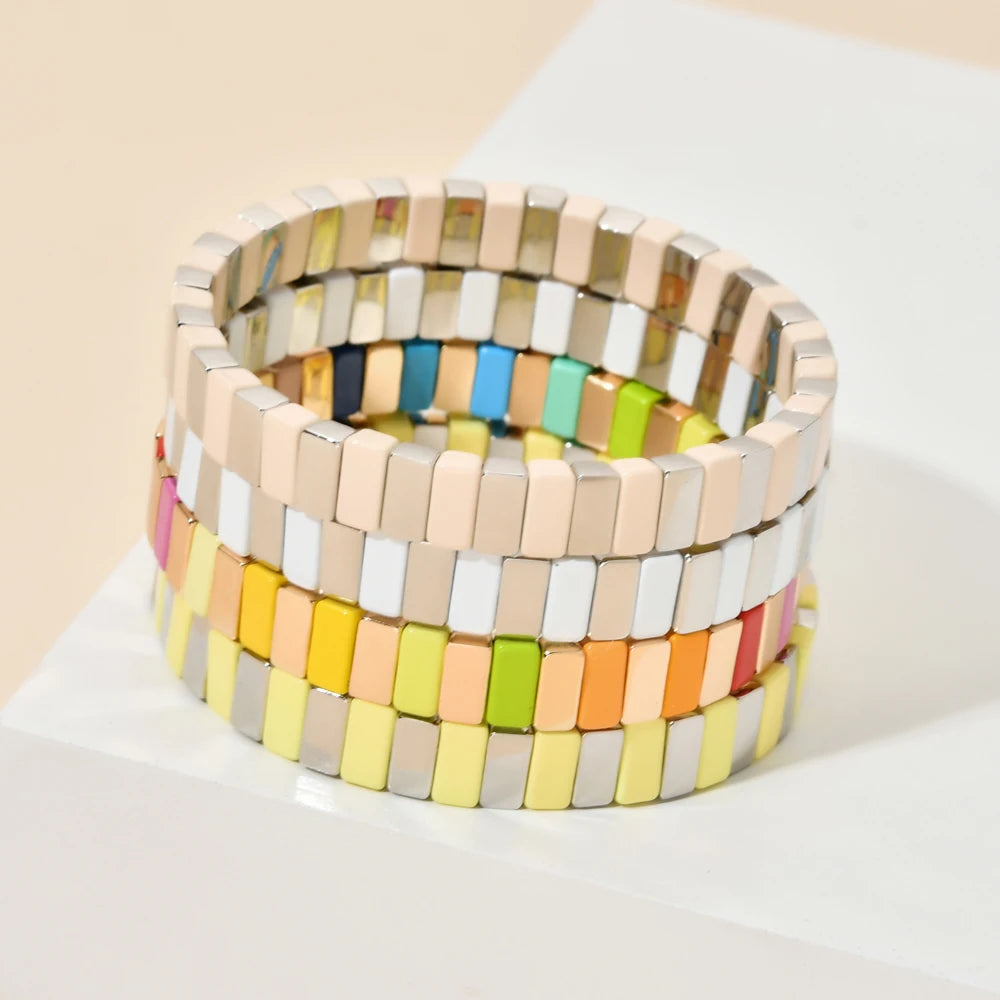 Handmade Women’s Rainbow Enamel Bracelet - Stackable Jewelry