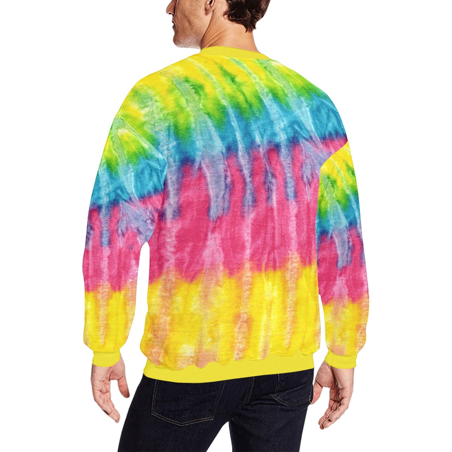 Neon Rainbow Tie-Dye Men's Fuzzy Sweatshirt