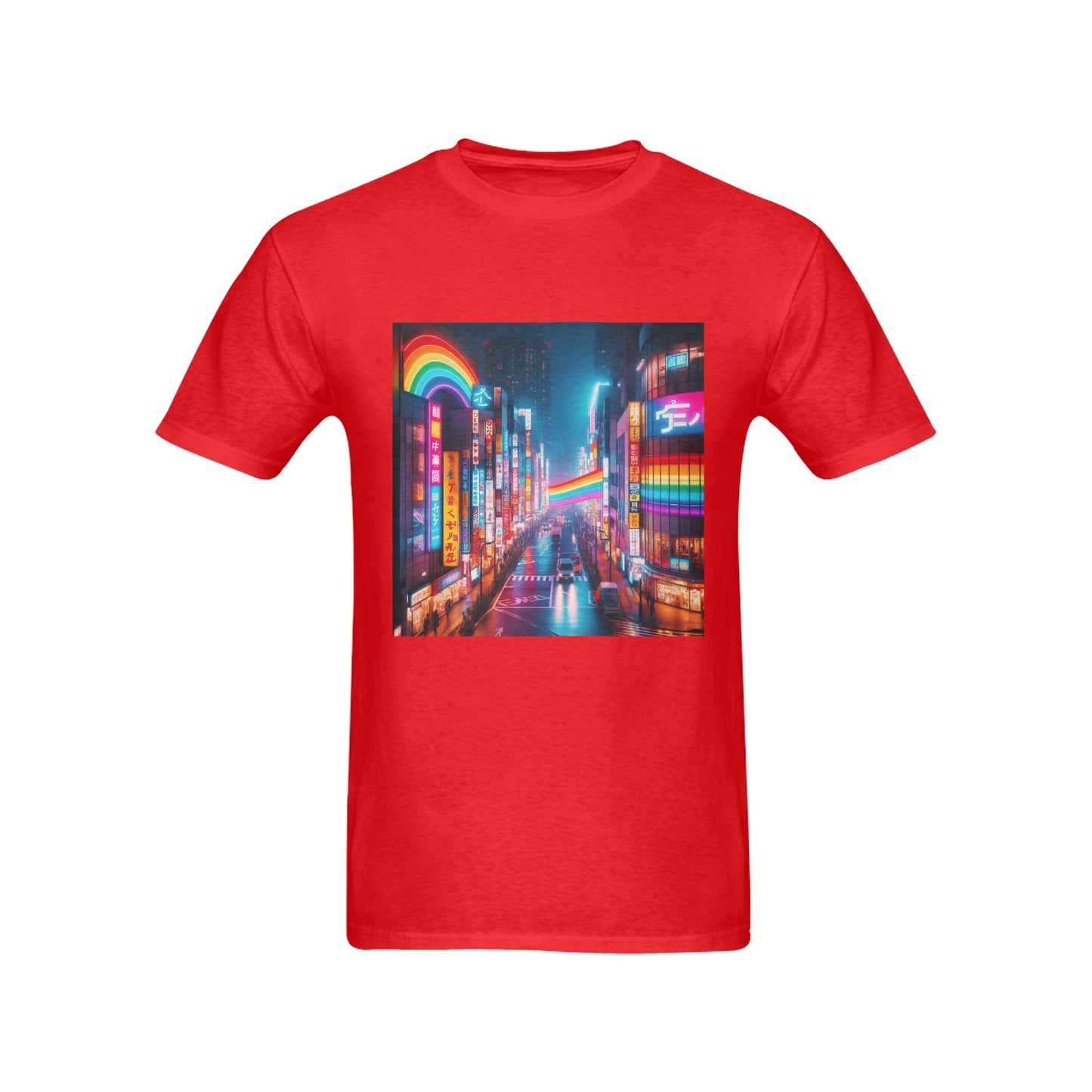 Neon Rainbow Downtown Tokyo Japan Men's T-Shirt