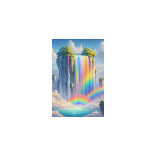 Neon Rainbow Waterfall Framed Canvas Print 8"x12"