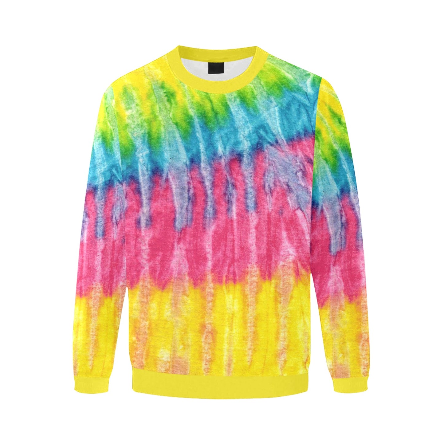 Neon Rainbow Tie-Dye Men's Fuzzy Sweatshirt