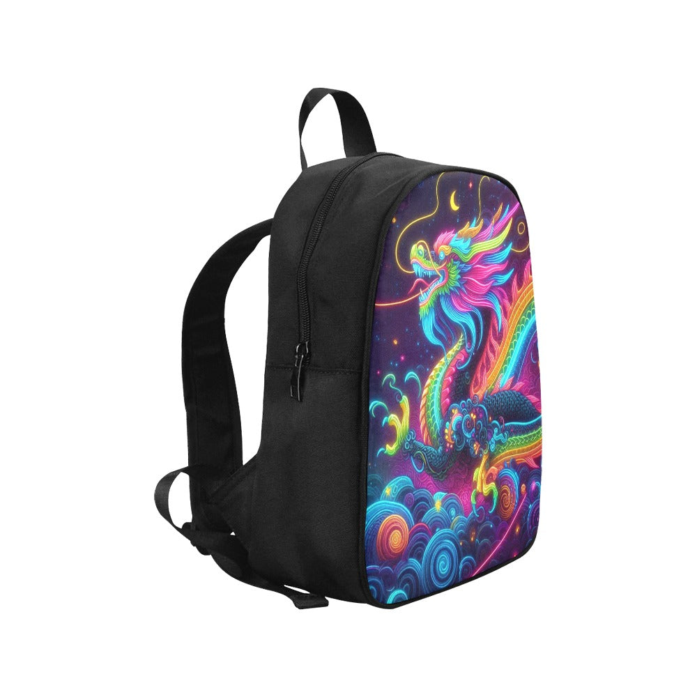 Neon Rainbow Dragon Canvas Backpack