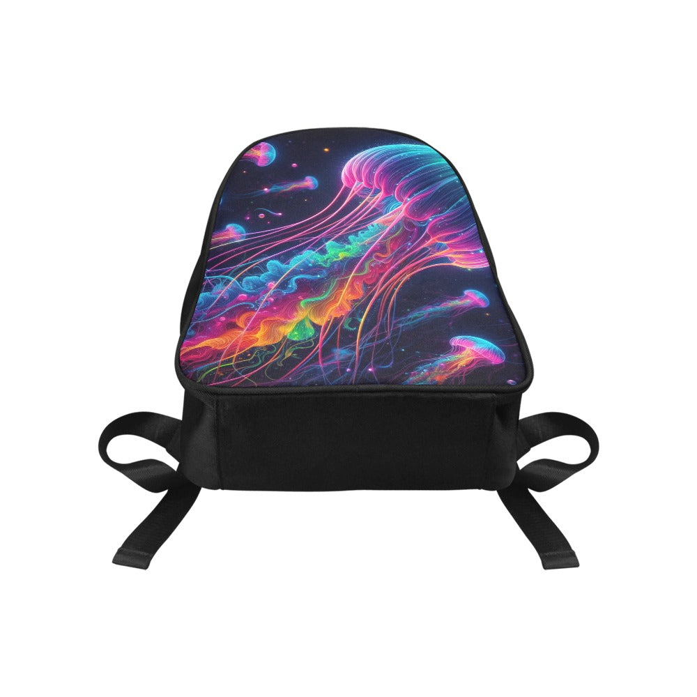 Neon Rainbow Jellyfish Canvas Backpack