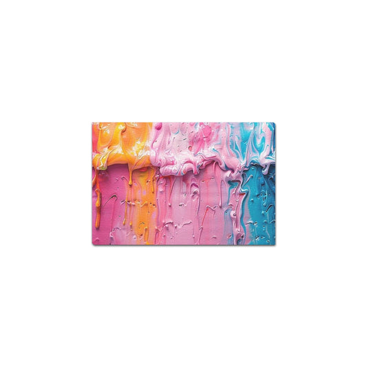 Dripping Rainbow Paint Framed Canvas Print 12" x 8"