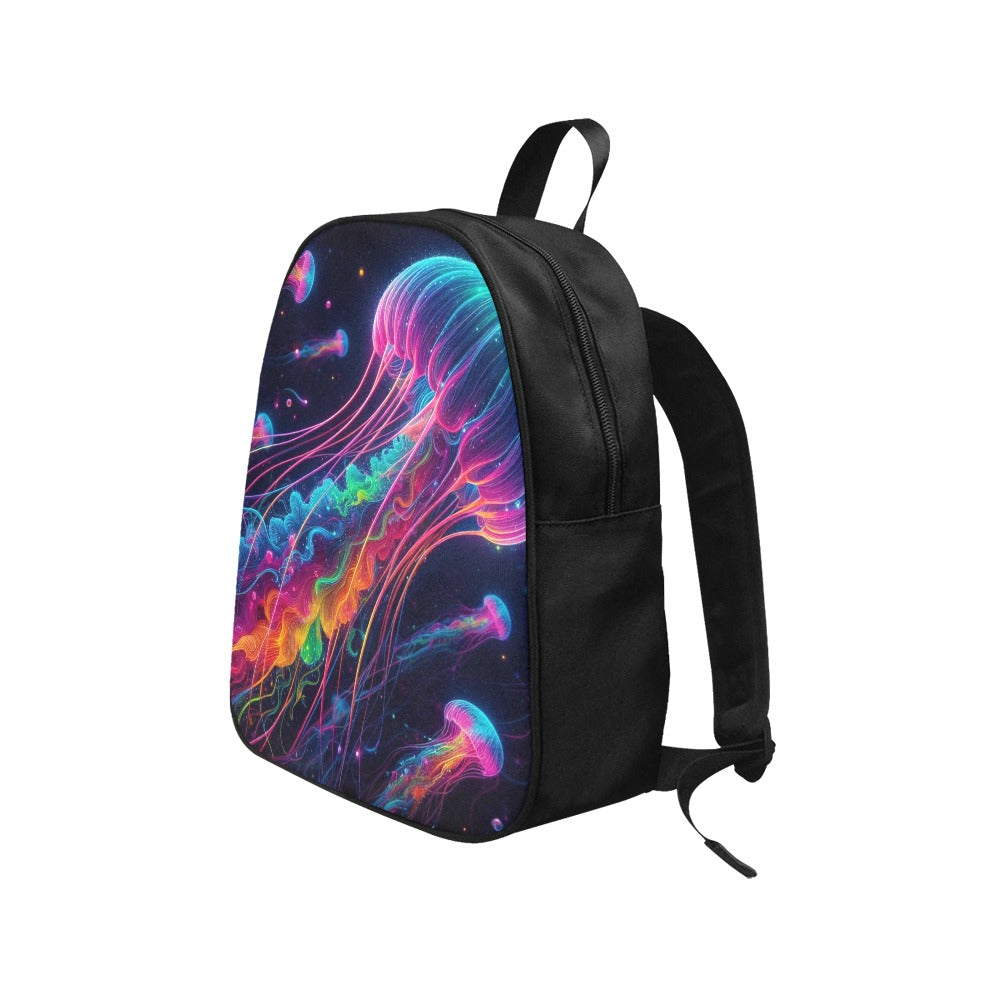 Neon Rainbow Jellyfish Canvas Backpack