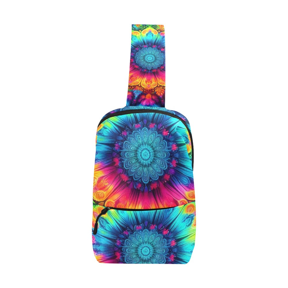 Neon Rainbow Tie-Dye Men's Chest Bag