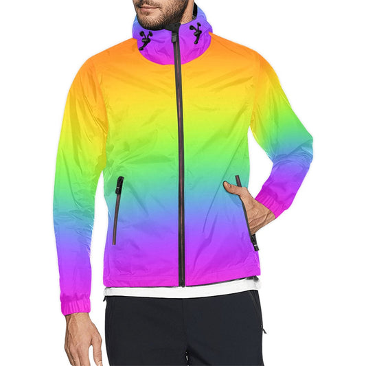 Unisex Neon Rainbow Gradient Hooded Windbreaker