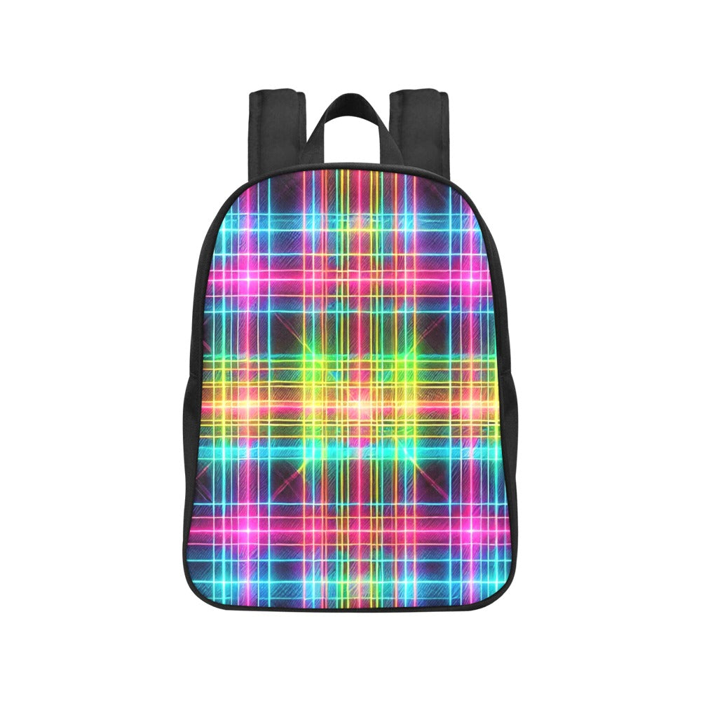 Neon Rainbow Plaid Canvas Backpack