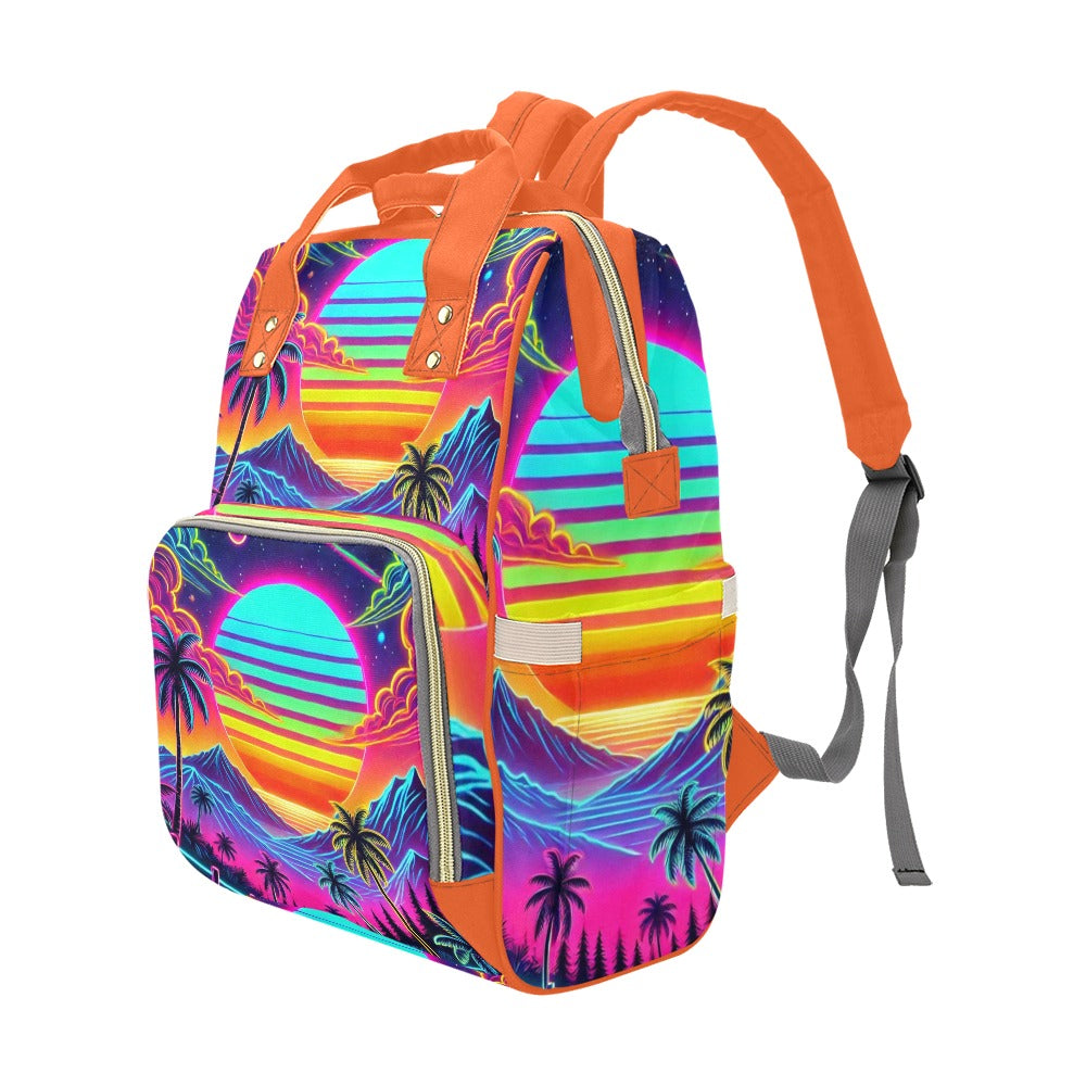 Neon Rainbow Sunset Multi-Function Backpack