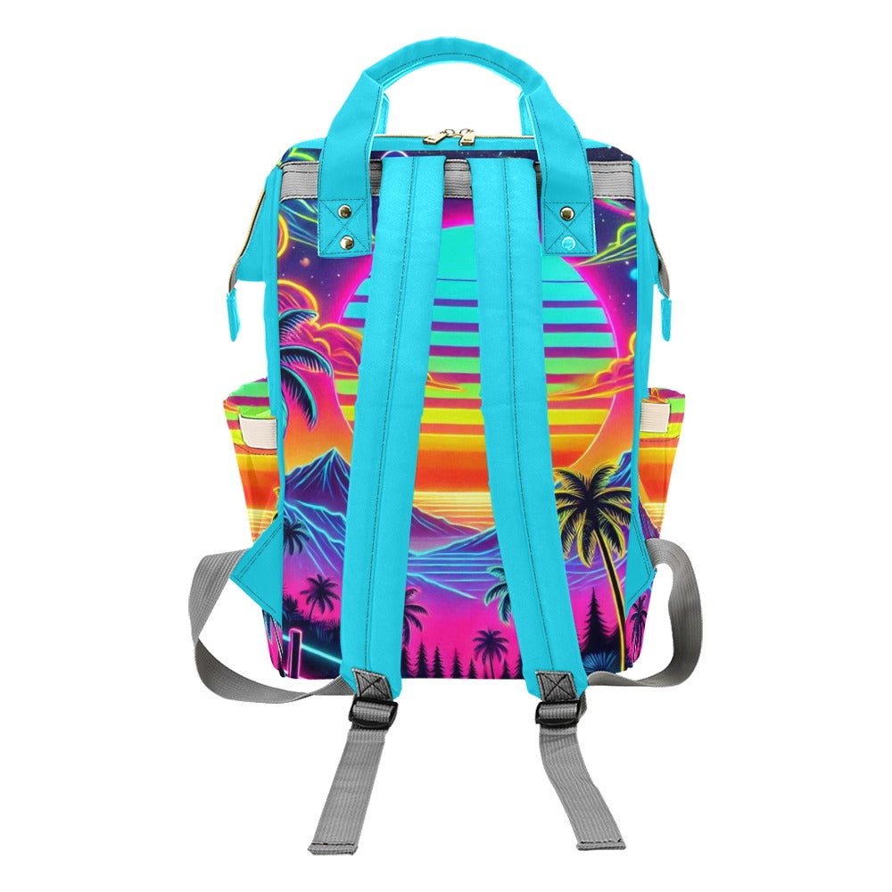 Neon Rainbow Sunset Multi-Function Backpack