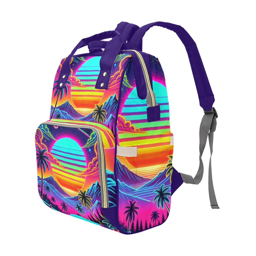 Neon Rainbow Sunset Multi-Function Backpack