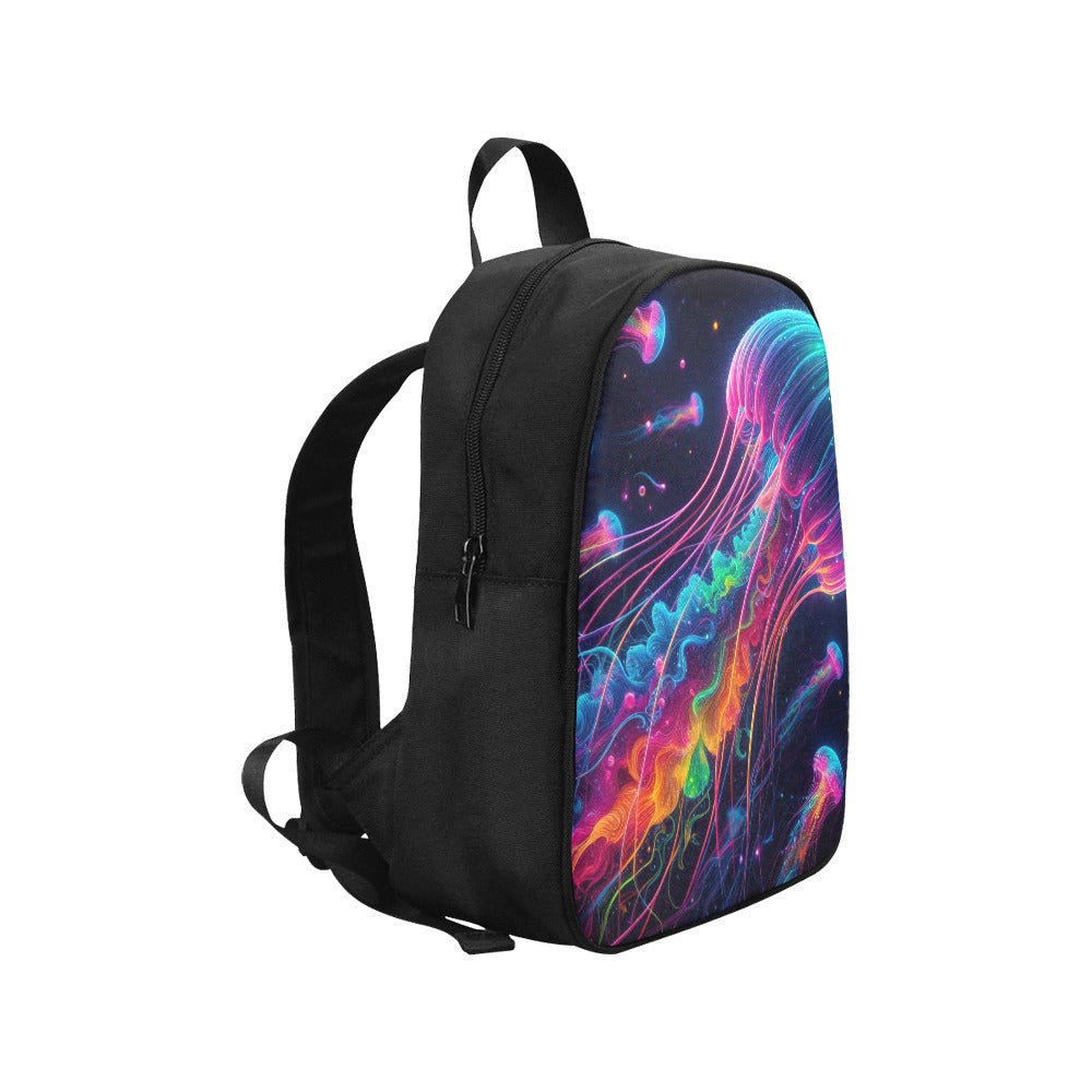 Neon Rainbow Jellyfish Canvas Backpack