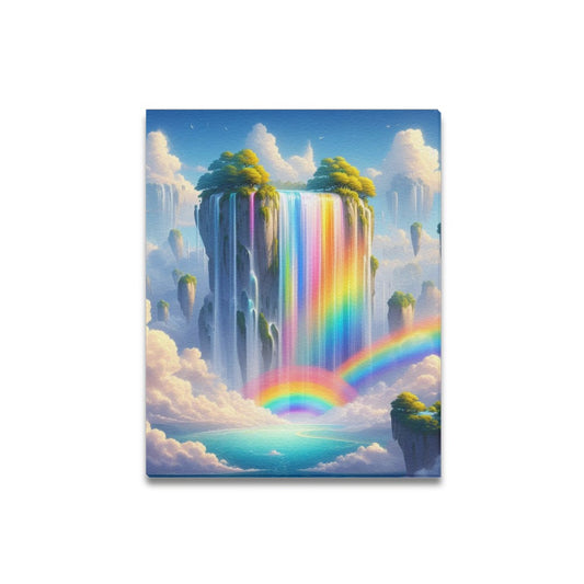 Neon Rainbow Waterfall Canvas Print 16x20 inch