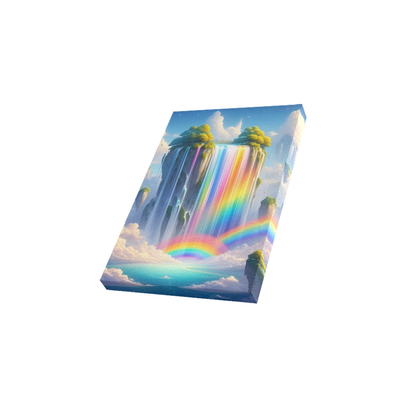 Neon Rainbow Waterfall Framed Canvas Print 8"x12"