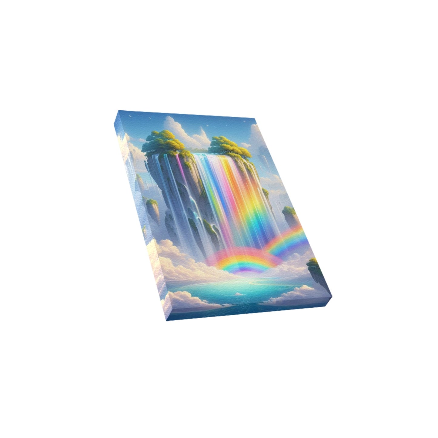 Neon Rainbow Waterfall Framed Canvas Print 8"x12"