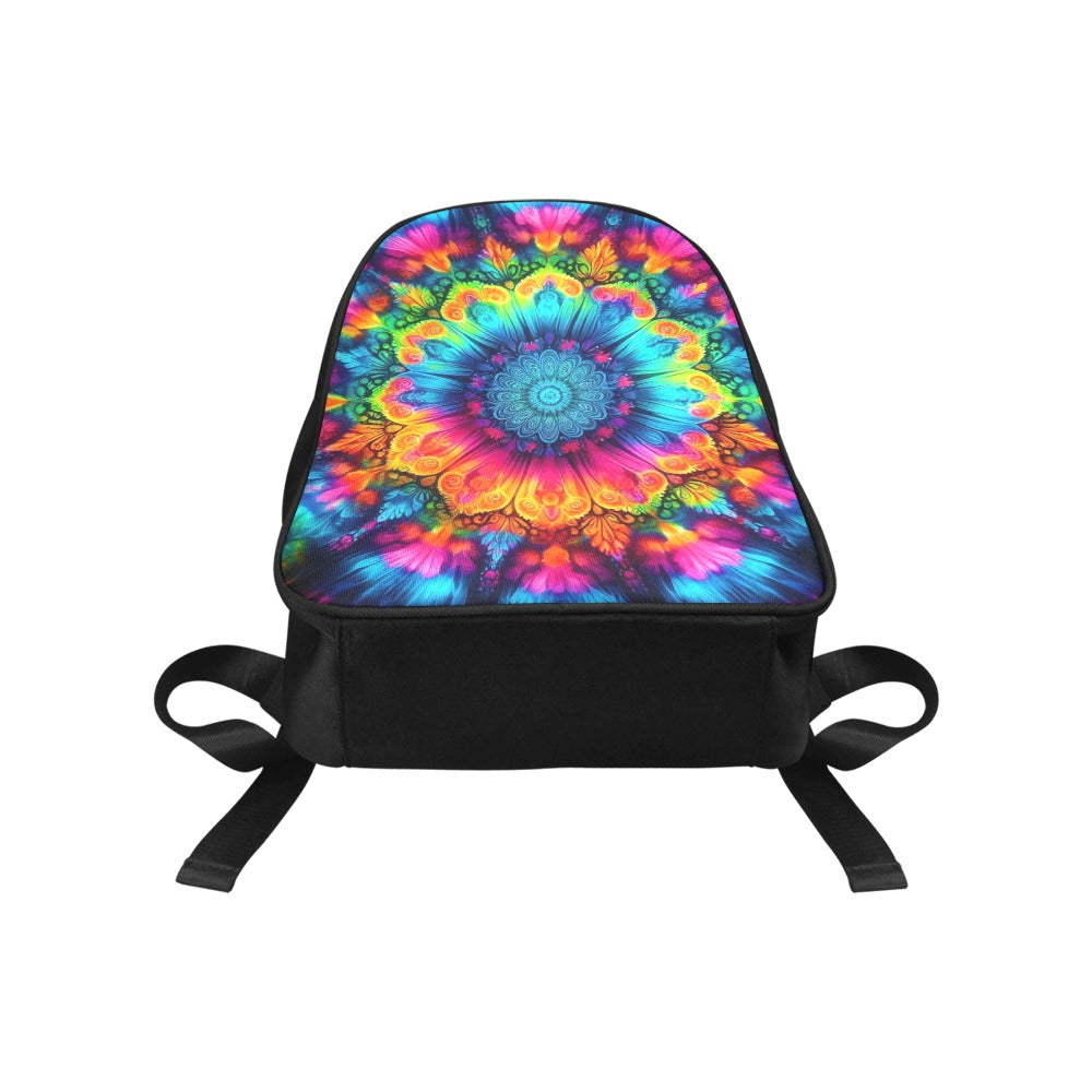 Neon Rainbow Tie-Dye Canvas Backpack