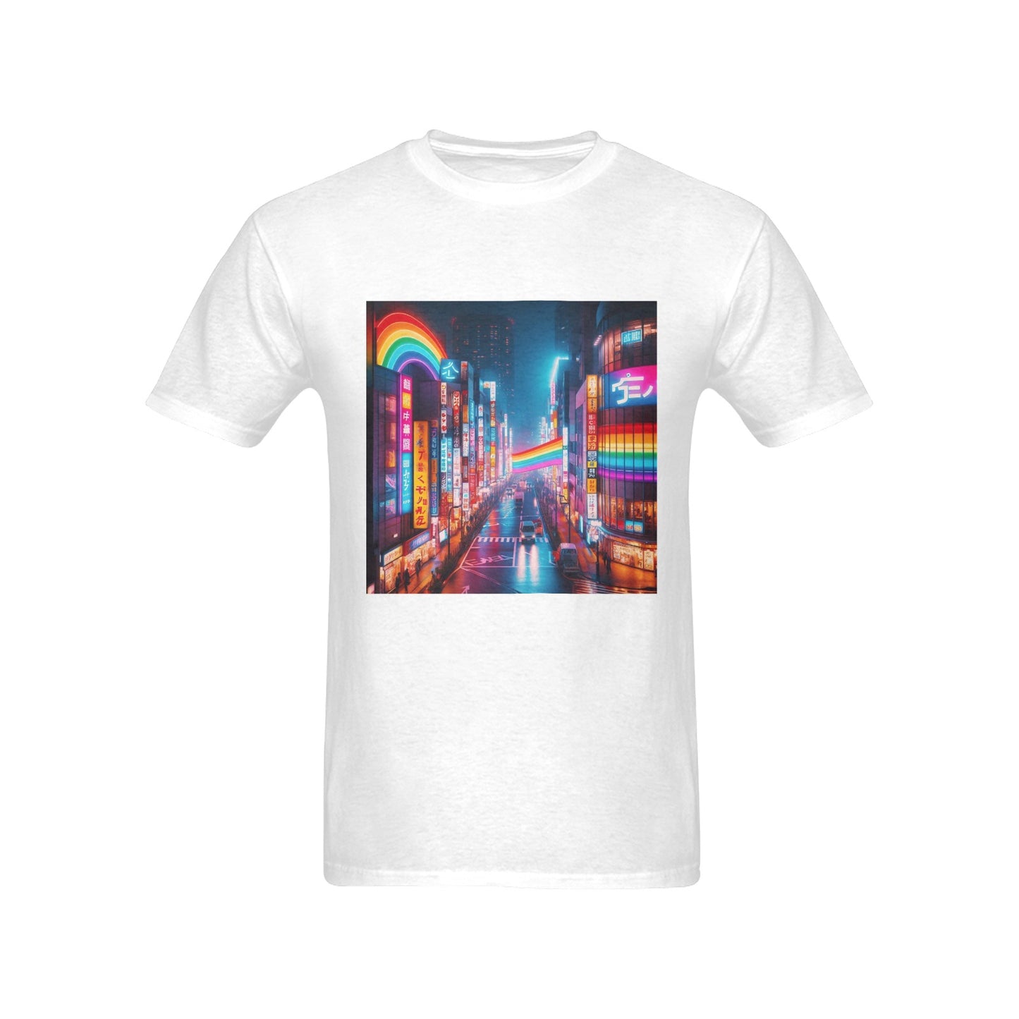 Neon Rainbow Downtown Tokyo Japan Men's T-Shirt