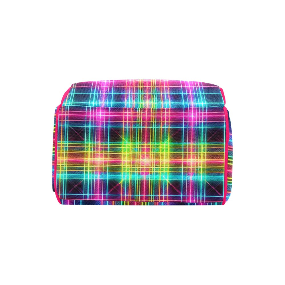 Neon Rainbow Plaid Multi-Function Backpack