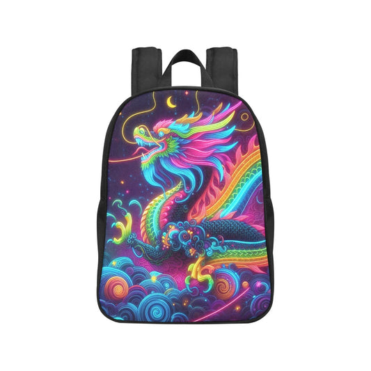 Neon Rainbow Dragon Canvas Backpack