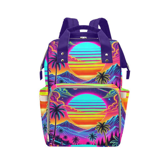 Neon Rainbow Sunset Multi-Function Backpack